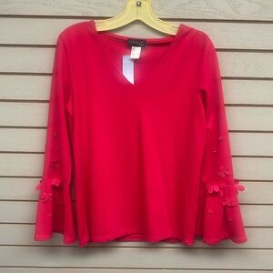 Chaps Women's Bright Red Long Sleeve Top